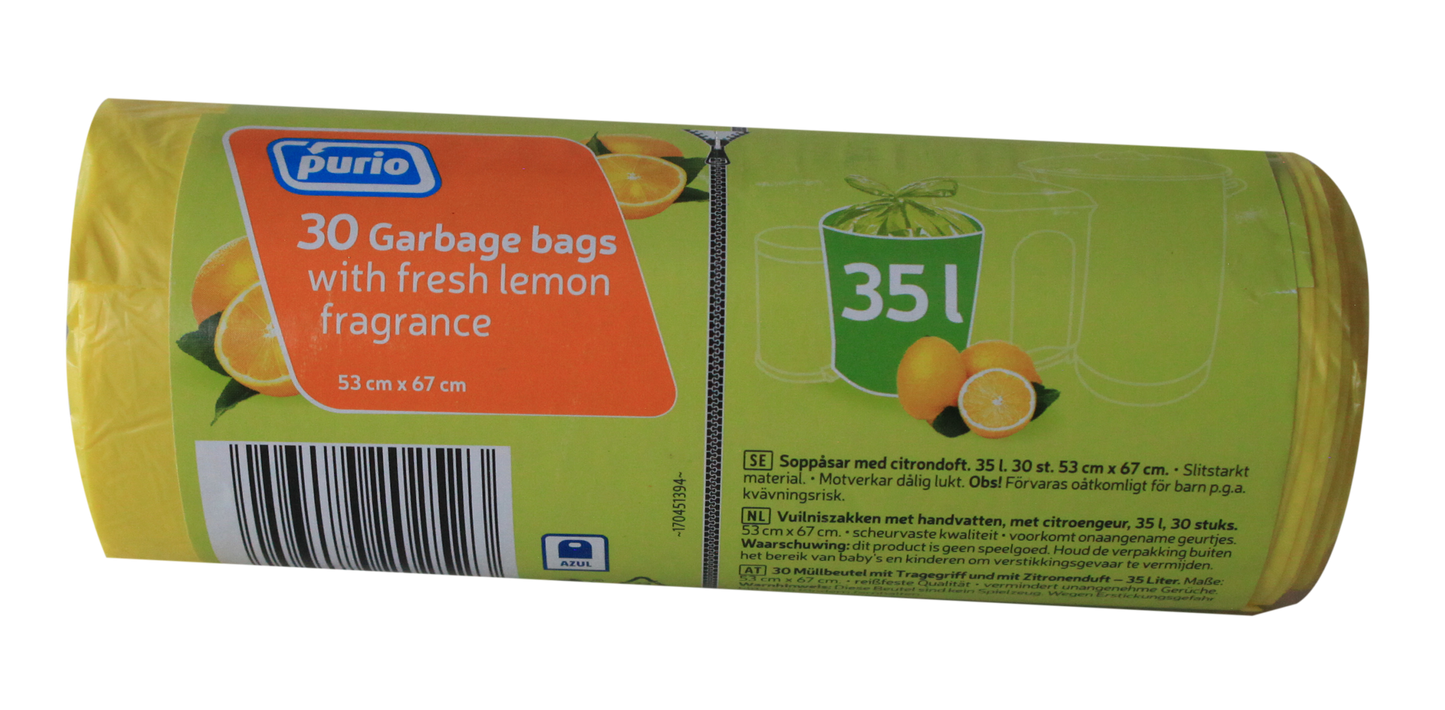Purio sac poubelle parfumé au citron 35l