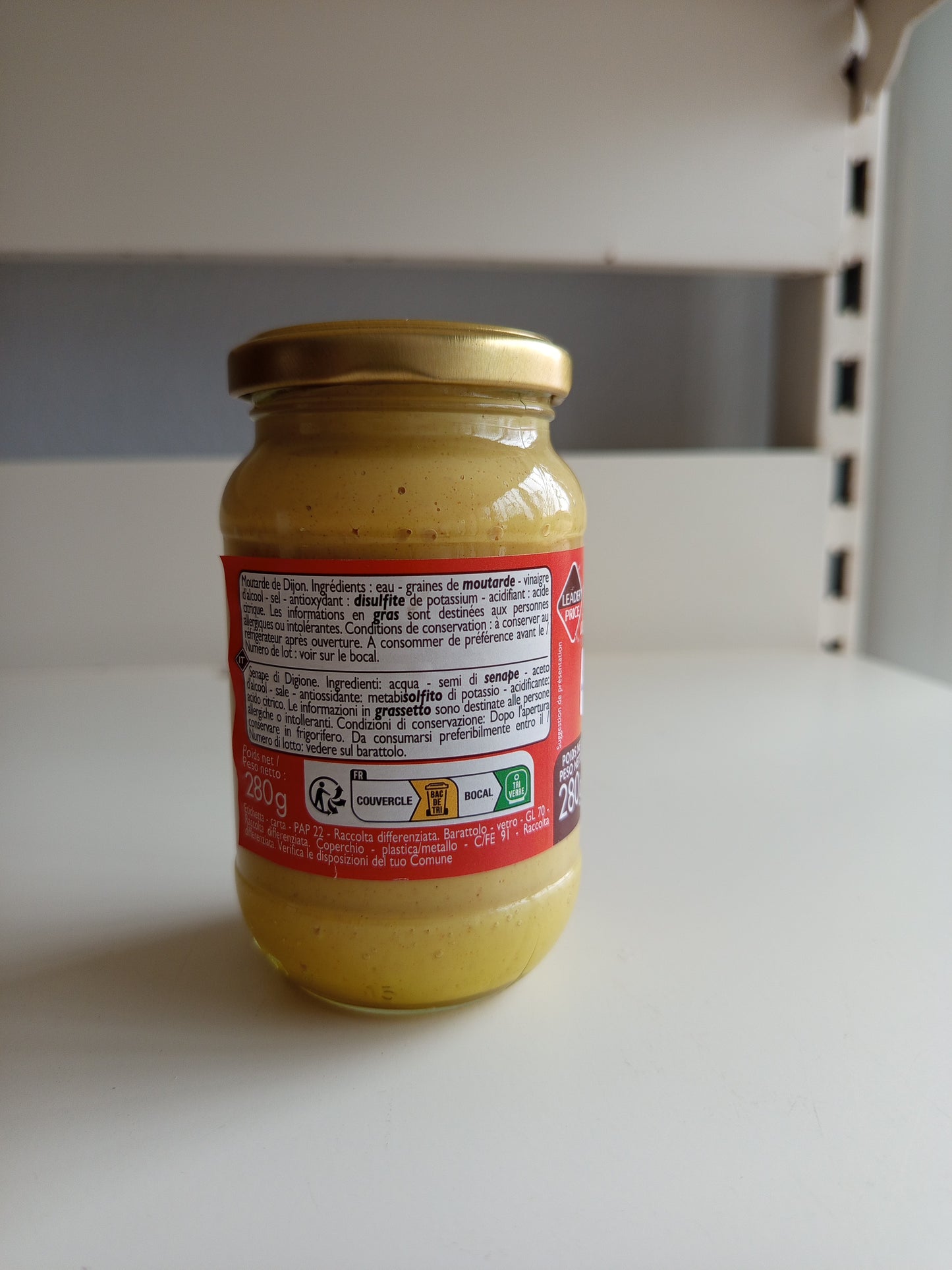 Leader price moutarde Forte de Dijon 280gr