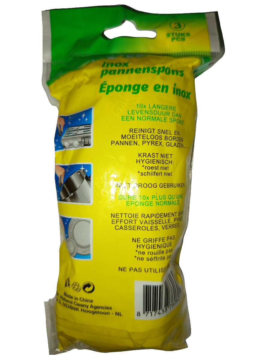 Cleany Inox éponges metaliques 3pièces/paquet